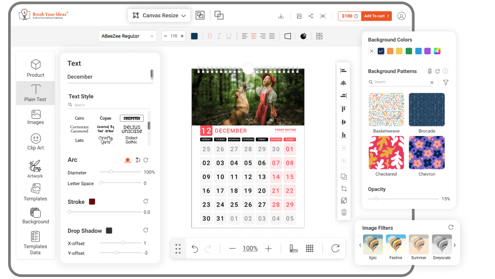 Photo Calendar Design Tool - Text Features