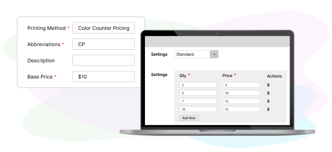 Set Prices based on Printing Methods